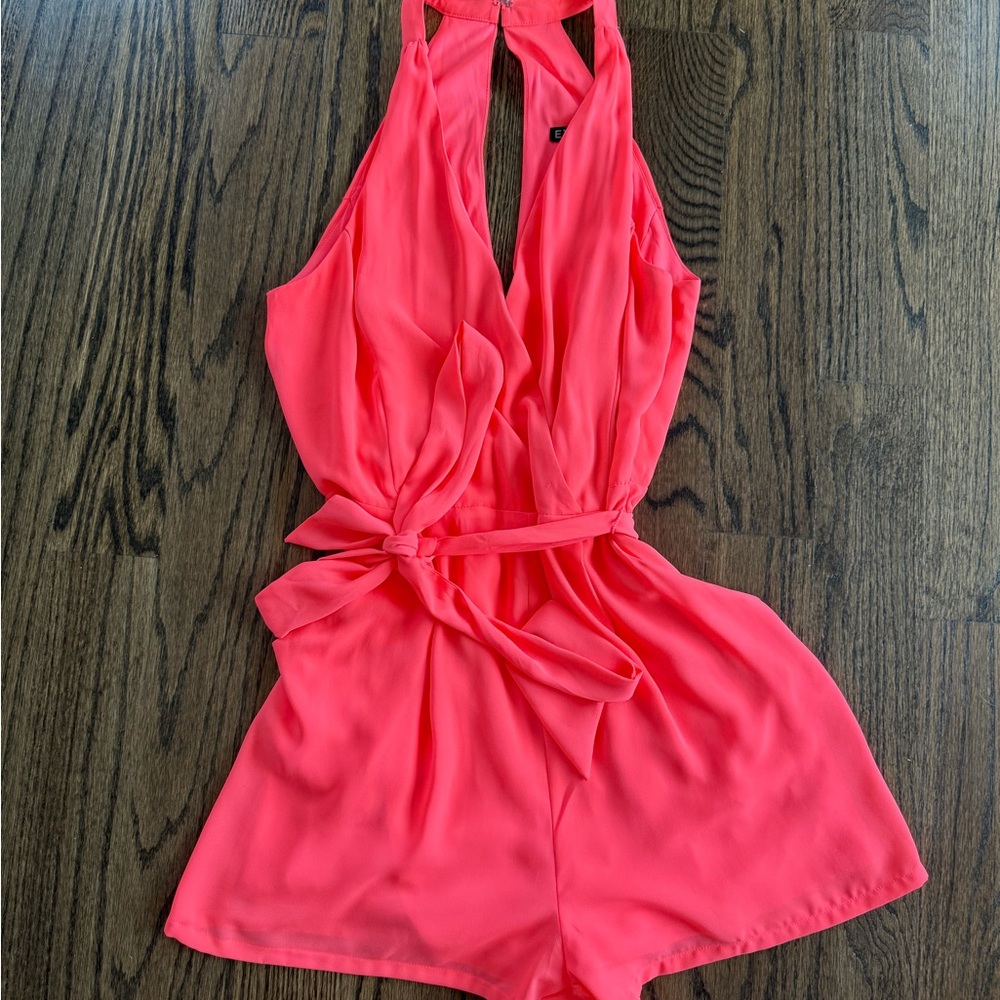 Express Coral Halter Romper